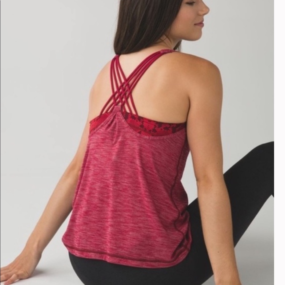 Lululemon Sunset Salutation Tank Top Cranberry Snake Size 4